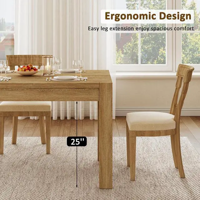 Alt view image 6 of 7 - 63"-78.7"Extendable Dining Table for 4 to 8, Wooden Kitchen Table, Natural | Rectangle Expandable Kitchen Table, Space Saving Farmhouse Kitchen Table for Dining Room Kitchen Office