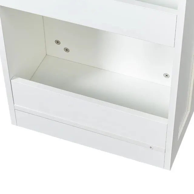 Alt view image 7 of 7 - 7 Tier Slim Storage Cart with Hidden Wheels, Single-sided of Fridge Slim Storage Cart, Pull Out Spice Rack, Narrow Pantry Open Shelf Snack Organizer for Kitchen, Living Room, Small Spaces, White