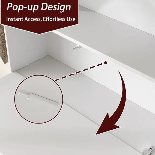 Alt view image 4 of 7 - 31" W Arched Over The Toilet Storage Cabinet, Fluted Doors, White | Over Toilet Bathroom Organizer with Doors, Bathroom Storage Cabinet with Toilet Paper Holder and Anti-Tipping Device