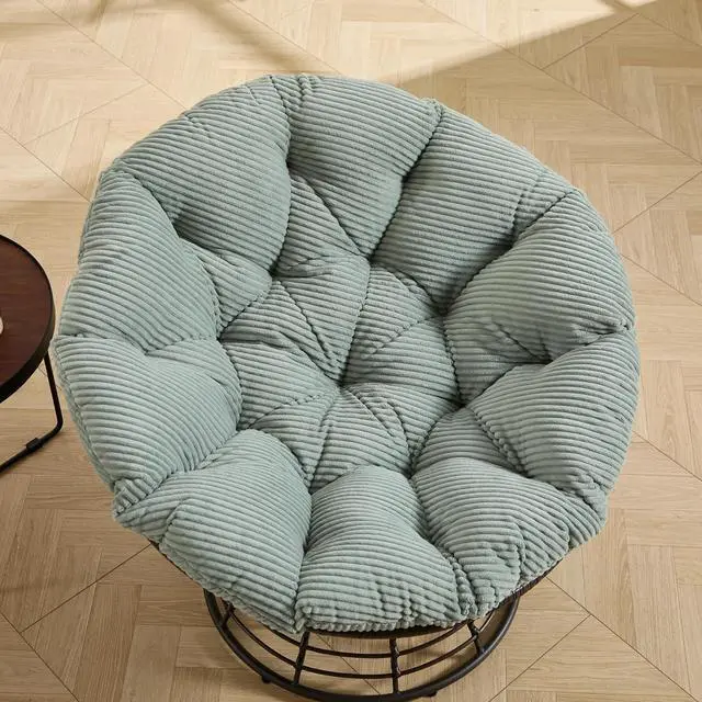 Alt view image 5 of 7 - Wicker Papasan Chair with Removable Cushion, 360° Swivel Rattan Patio Chair with Soft Thick Cushion, Comfy Reading Lounger for Outdoor Indoor Living Room, Bedroom, Reading Room, Light Green