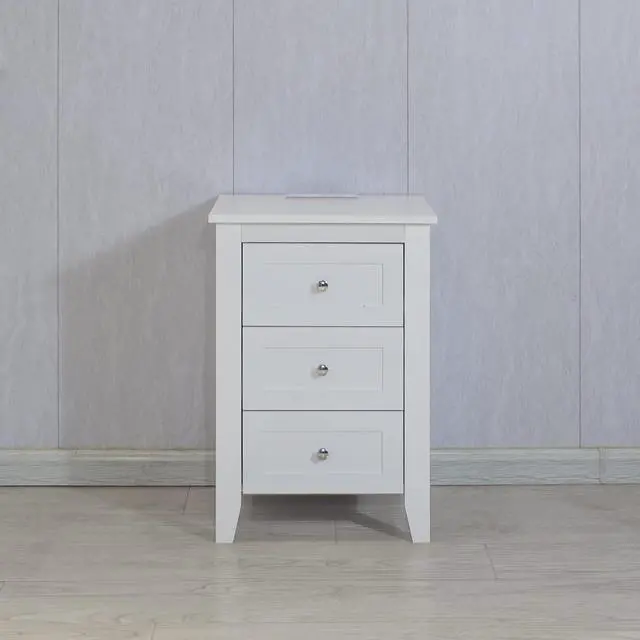 Alt view image 4 of 7 - 3 Drawer Dresser, White Chest of Drawers with Charging Station and USB Ports & Power Outlets, Small Wooden Storage Cabinet Organizer for Bedroom, Living Room