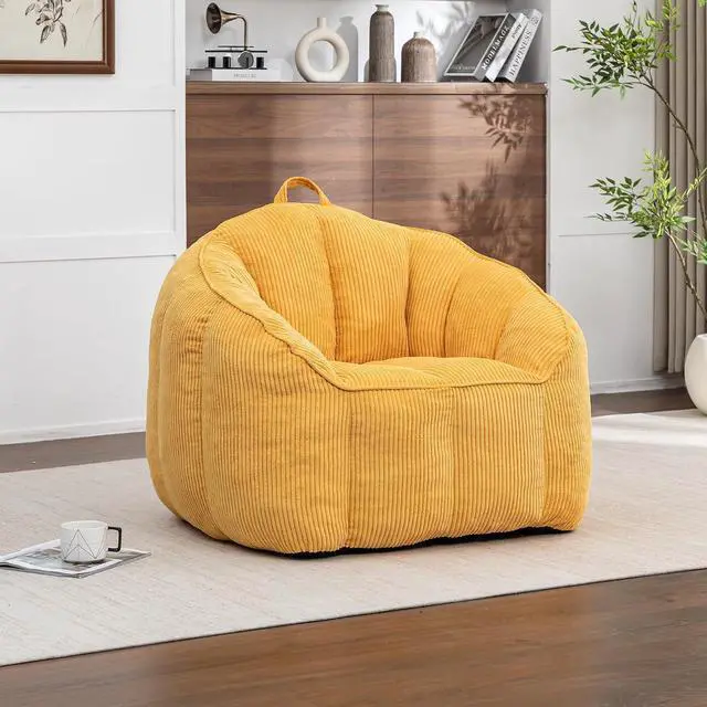 Main image of Giant Bean Bag Chair with Pull Ring, Comfy Corduroy Lazy Sofa for Adults Teens, Large Boneless Chair, Comfy Accent Chair, Corner Armchair for for Living Room, Bedroom, Gaming, Reading, Yellow