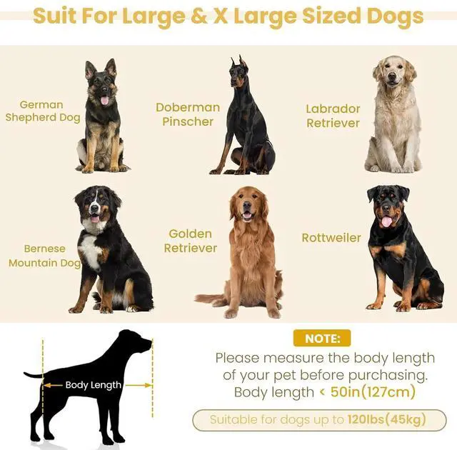 Alt view image 3 of 7 - Elevated Dog Bed for Extra Large Dogs, 55" Large Dog Couch with Removable Cushion, Backrest and Single Armrest, Linen Fabric Pet Lounging Sofa Bed with Washable Soft Cushion Cover & Low Feet, Beige