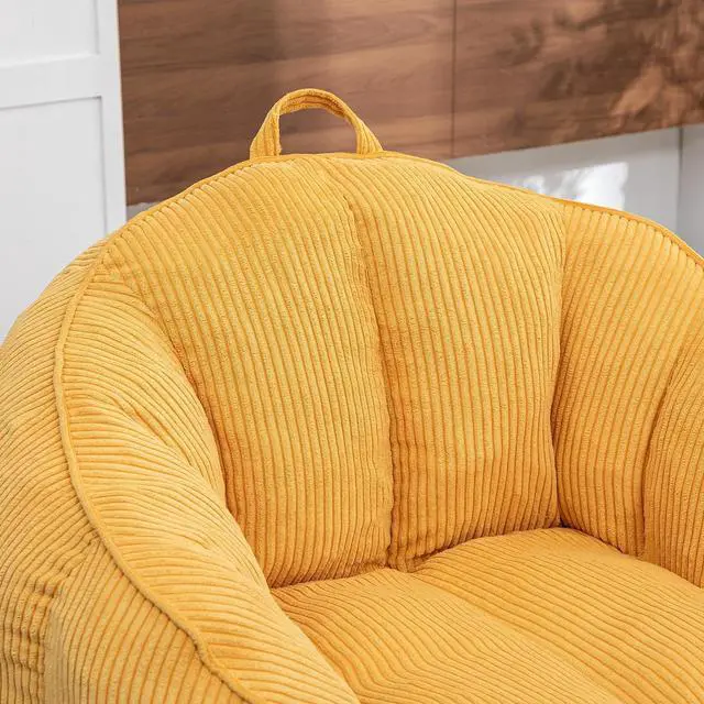 Alt view image 5 of 7 - Giant Bean Bag Chair with Pull Ring, Comfy Corduroy Lazy Sofa for Adults Teens, Large Boneless Chair, Comfy Accent Chair, Corner Armchair for for Living Room, Bedroom, Gaming, Reading, Yellow