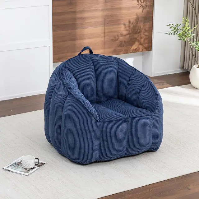 Main image of Giant Bean Bag Chair with Pull Ring, Comfy Corduroy Lazy Sofa for Adults Teens, Large Boneless Chair, Comfy Accent Chair, Corner Armchair for for Living Room, Bedroom, Gaming, Reading, Dark Blue