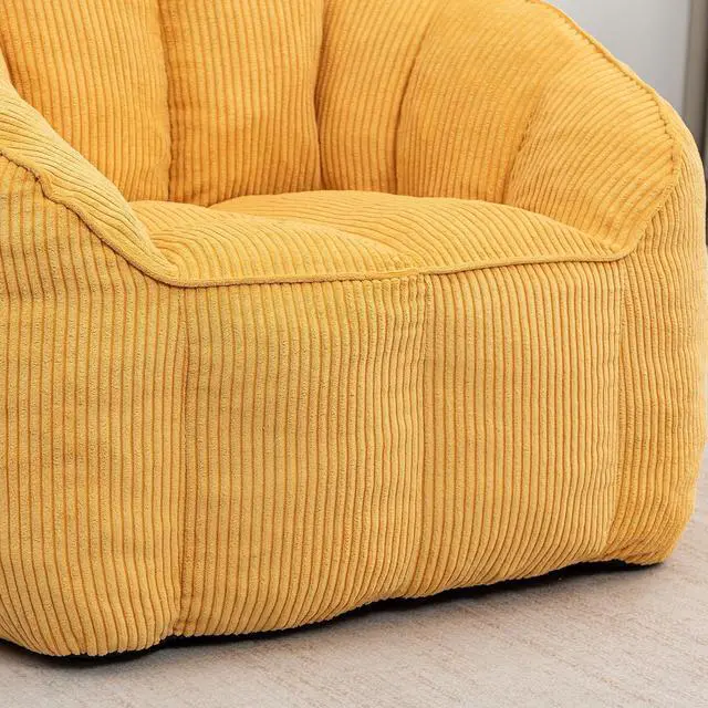 Alt view image 6 of 7 - Giant Bean Bag Chair with Pull Ring, Comfy Corduroy Lazy Sofa for Adults Teens, Large Boneless Chair, Comfy Accent Chair, Corner Armchair for for Living Room, Bedroom, Gaming, Reading, Yellow
