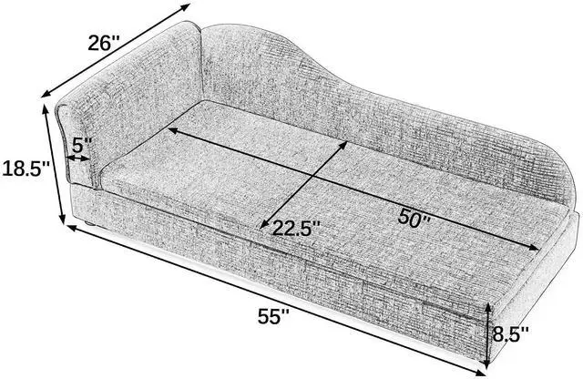 Alt view image 3 of 7 - Elevated Dog Bed for Extra Large Dogs, 55" Large Dog Couch with Removable Cushion, Backrest and Single Armrest, Linen Fabric Pet Sofa Bed with Washable Soft Cushion Cover, Low Feet, Olive Green