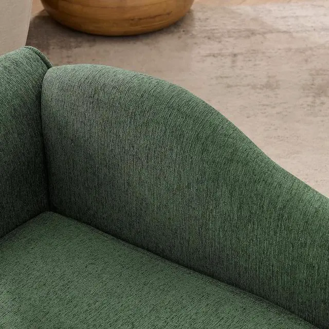 Alt view image 6 of 7 - Elevated Dog Bed for Extra Large Dogs, 55" Large Dog Couch with Removable Cushion, Backrest and Single Armrest, Linen Fabric Pet Sofa Bed with Washable Soft Cushion Cover, Low Feet, Olive Green