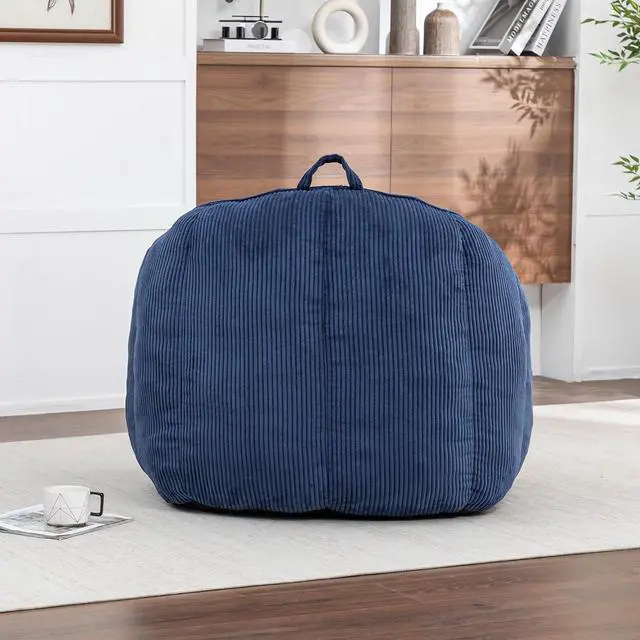 Alt view image 7 of 7 - Giant Bean Bag Chair with Pull Ring, Comfy Corduroy Lazy Sofa for Adults Teens, Large Boneless Chair, Comfy Accent Chair, Corner Armchair for for Living Room, Bedroom, Gaming, Reading, Dark Blue