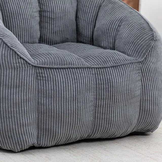Alt view image 7 of 7 - Giant Bean Bag Chair with Pull Ring, Comfy Corduroy Lazy Sofa for Adults Teens, Large Boneless Chair, Comfy Accent Chair, Corner Armchair for for Living Room, Bedroom, Gaming, Reading, Dark Gray