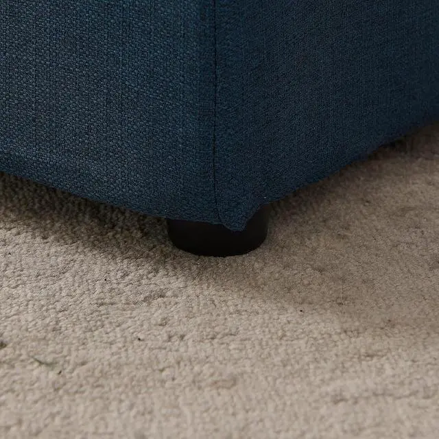 Alt view image 6 of 7 - Elevated Dog Bed for Extra Large Dogs, 55" Large Dog Couch with Removable Cushion, Backrest and Single Armrest, Linen Fabric Pet Sofa Bed with Washable Soft Cushion Cover, Low Feet, Dark Blue