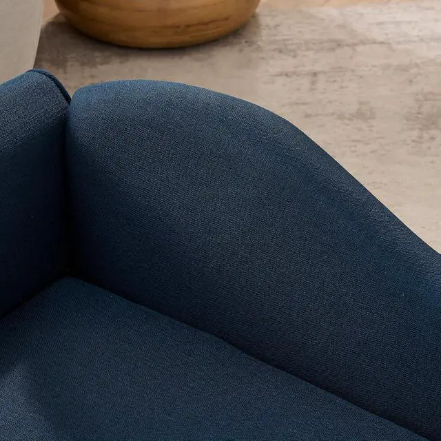 Alt view image 7 of 7 - Elevated Dog Bed for Extra Large Dogs, 55" Large Dog Couch with Removable Cushion, Backrest and Single Armrest, Linen Fabric Pet Sofa Bed with Washable Soft Cushion Cover, Low Feet, Dark Blue