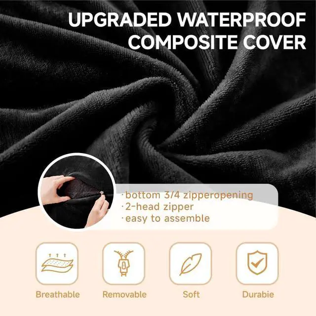 Alt view image 5 of 7 - 4FT Giant Bean Bag Chair, Memory Foam Lounge Chair for Adult and Teen, Comfy Floor Lazy Sofa with Removable Flannel Cover, Round BeanBag for Living Room, Bedroom, College Dorm, Black