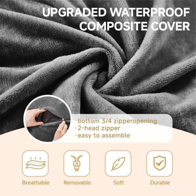 Alt view image 3 of 7 - 4FT Giant Bean Bag Chair, Memory Foam Lounge Chair for Adult and Teen, Comfy Floor Lazy Sofa with Removable Flannel Cover, Round BeanBag for Living Room, Bedroom, College Dorm, Dark Grey