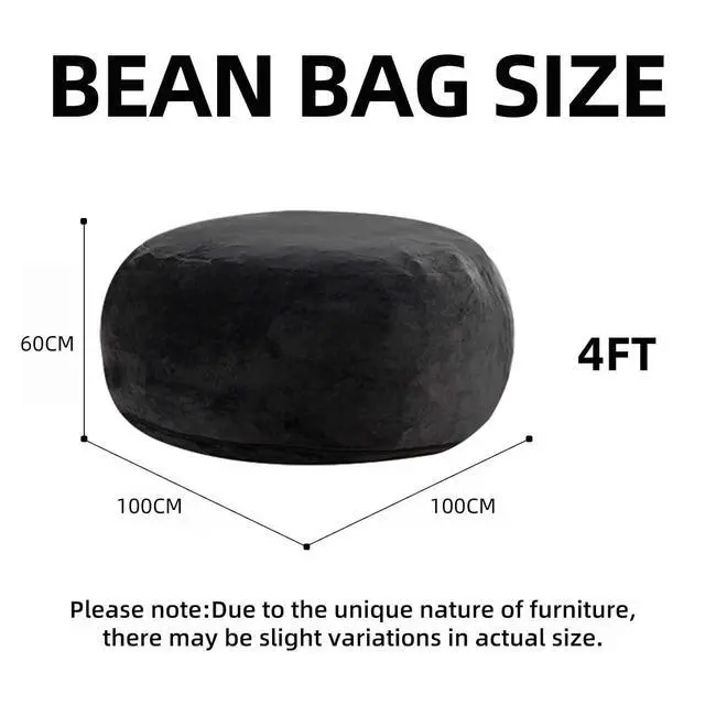 Alt view image 7 of 7 - 4FT Giant Bean Bag Chair, Memory Foam Lounge Chair for Adult and Teen, Comfy Floor Lazy Sofa with Removable Flannel Cover, Round BeanBag for Living Room, Bedroom, College Dorm, Black
