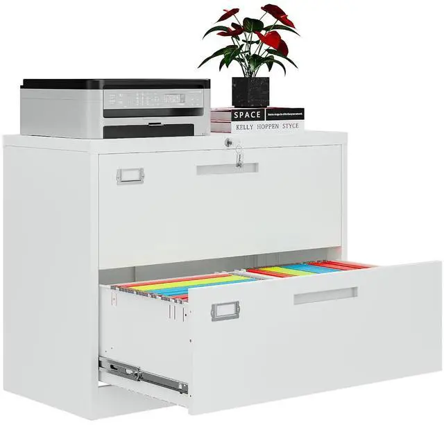 Main image of 2 Drawer File Cabinets for Home Office, Metal Filing Cabinet with Lock, White Locking File Caninet Two Drawer, Office Storage Caninets Steel Cabnet for Letter/Legal/A4/F4-Assembly Required