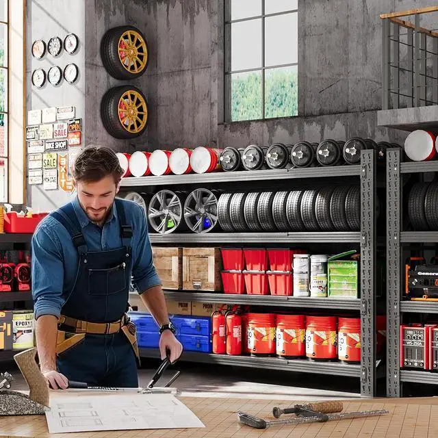 Alt view image 3 of 7 - 48" W Metal Storage Shelves Heavy Duty, 3000LBS Garage Shelving Units, 4 Tier Tall Metal Shelving, 24" Deep Steel Shelf Rack , Adjustable Utility Standing Shelf for Warehouse/Shop 48"W x 24"D x 70"H