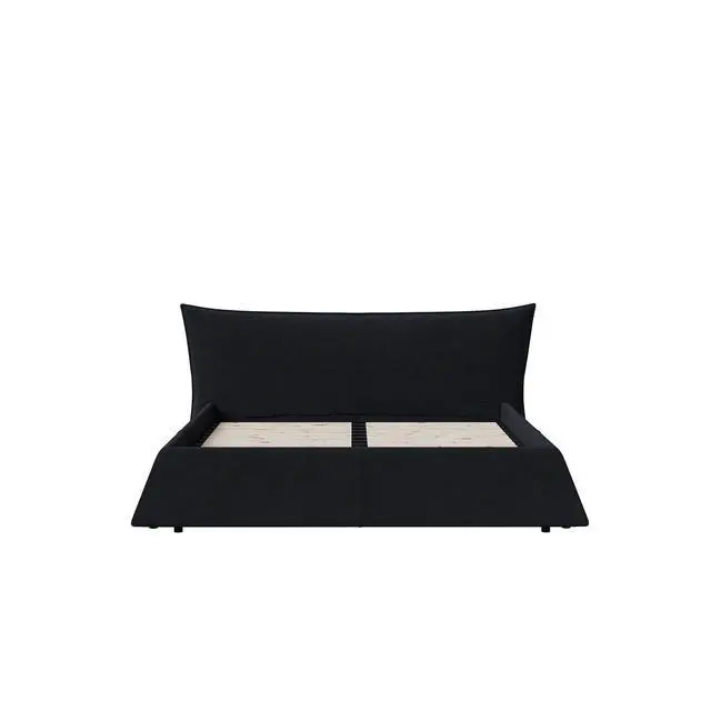 Alt view image 7 of 7 - Queen Size Velvet Upholstered Cloud Bed, Oversized Platform Bed with Oversized Headboard, Floor Luxury Bed Frame Queen with Metal & Solid Wood Frame, Noise-Free, Cream