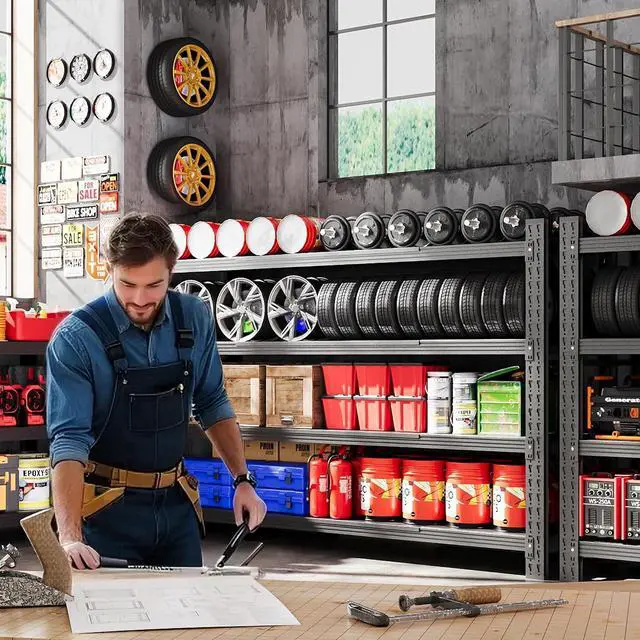 Alt view image 3 of 7 - 60" W Metal Shelving Heavy Duty, 24" Deep Large Storage Shelves, 4 Tier Tall Steel Industrial Shelving, 5000 LBS Adjustable Standing Shelf for Warehouse/Shop 60" W x 24" D x 70" H