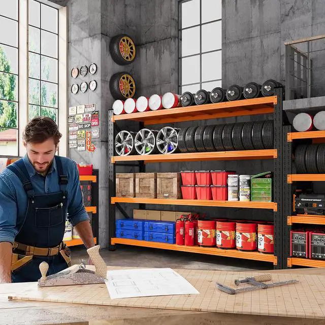 Alt view image 3 of 7 - Storage Shelves Heavy Duty, 6000LBS Metal Garage Shelving 24 Deep Storage Rack Shelf, Steel Tall Industrial Shelving, 4 Tier Adjustable Standing Shelf for Warehouse/Shop 79" W x 24" D x 79" H