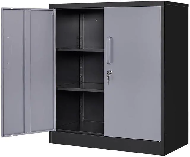 Main image of Metal Storage Cabinets with Locking Doors & 2 Adjustable Shelves, Lockable Steel Office Cabinets, Counter Caninet Small Locking Cabnet Locked Tool Cabnets for Home, Office, Garage, Hallway