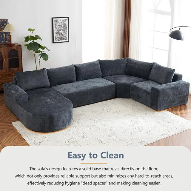 Alt view image 5 of 7 - Oversized Modular Sofa Set, Cloud Sectional Sofa with Deep Seats, U-Shaped Upholstered Couches for Living Room Couch, Sectional Sofa, Brown, Easy to Rearrange(141.7")