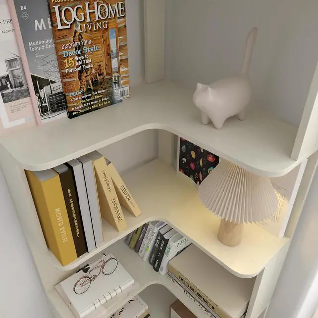 Alt view image 7 of 7 - 6 Tier L-Shaped Corner Bookshelf, Freestanding Wooden Book Shelves, Open Bookcase Display Shelf with Side Panel and Anti Tipping Device, Storage Rack for Home Office Living Room, Bedroom, White Oak