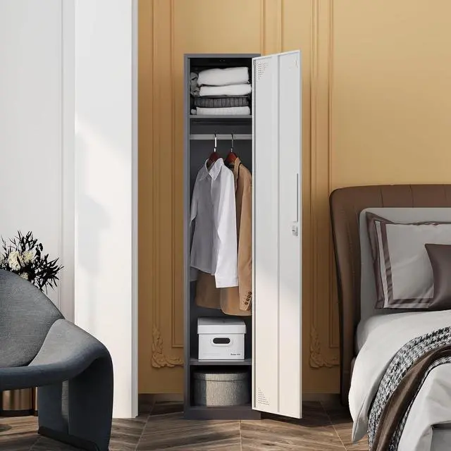 Alt view image 2 of 7 - Metal Storage Locker, Metal Locker with 1 Doors, 71" Tall Steel Storage Lockers for Employees, Locker Storage Cabinets Organizer for School, Gym, Home Office, Staff