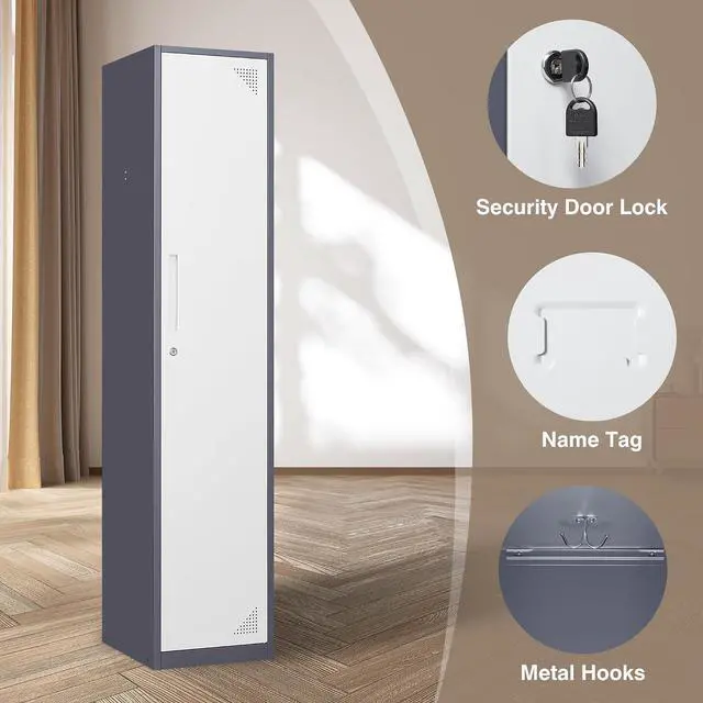 Alt view image 5 of 7 - Metal Storage Locker, Metal Locker with 1 Doors, 71" Tall Steel Storage Lockers for Employees, Locker Storage Cabinets Organizer for School, Gym, Home Office, Staff