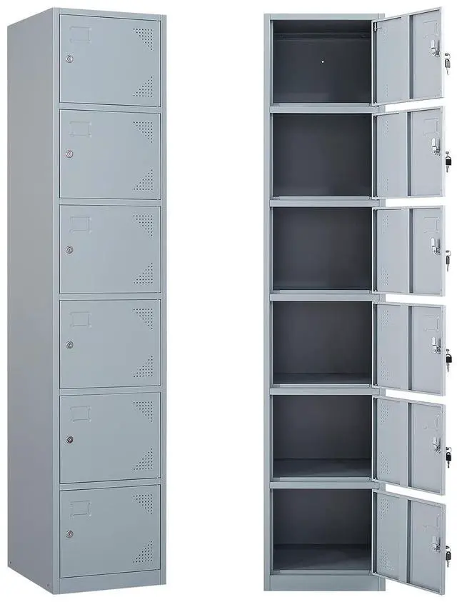 Main image of Metal Storage Locker, Metal Locker with 6 Doors, 71" Tall Steel Storage Lockers for Employees, Locker Storage Cabinets Organizer for School, Gym, Home Office, Staff