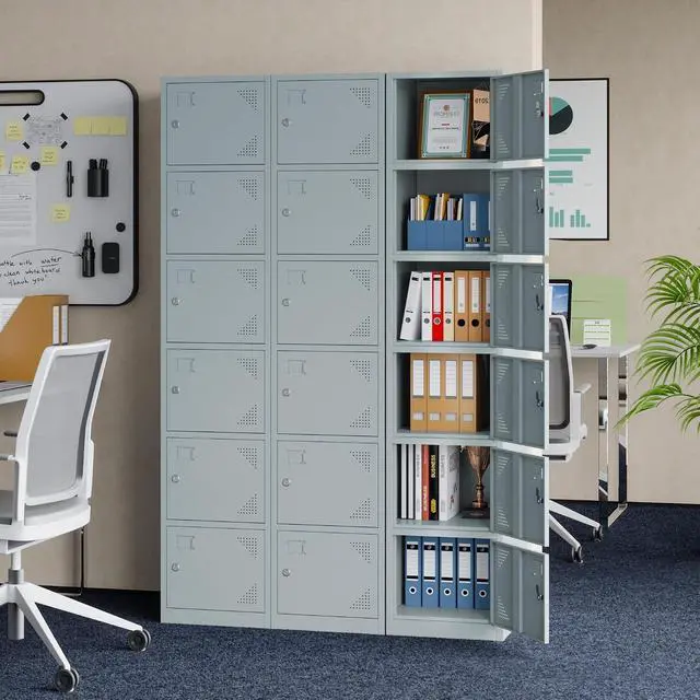 Alt view image 2 of 6 - Metal Storage Locker, Metal Locker with 6 Doors, 71" Tall Steel Storage Lockers for Employees, Locker Storage Cabinets Organizer for School, Gym, Home Office, Staff