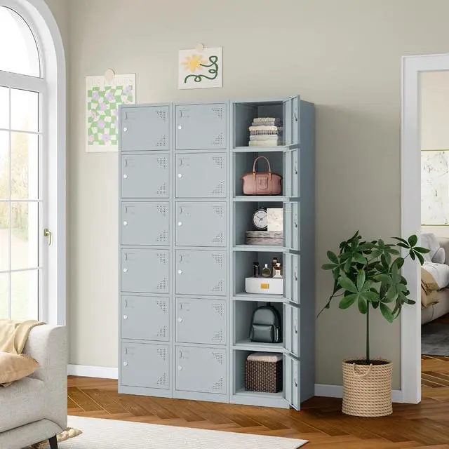 Alt view image 5 of 6 - Metal Storage Locker, Metal Locker with 6 Doors, 71" Tall Steel Storage Lockers for Employees, Locker Storage Cabinets Organizer for School, Gym, Home Office, Staff