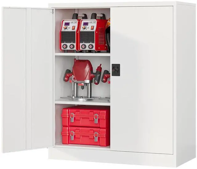 Main image of Metal Garage Storage Cabinets with Lock, 36" Tall Tool Cabinet with 2 Door and 2 Adjustable Shelves, Locking Garage Cabinets and Lockable Steel Locker for Home Office Warehouse - (White-36H)