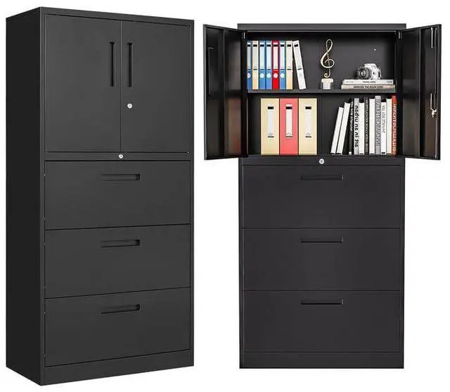 Main image of Metal File Cabinets, Lateral Filing Cabinet with 3 Drawers, 65" H File Caninet for Home Office, Office Storage Caninets with Adjustable Shelves for Letter/Legal / A4 - Assembly Required