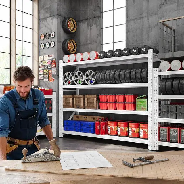 Alt view image 3 of 7 - 79W Garage Shelving Heavy Duty, 24 Deep Metal Storage Shelves, 6000LBS Storage rack shelf, Steel Tall Industrial Shelving , 4 Tier Adjustable Standing Shelf for Warehouse / Shop 79"W x 24"D x 79"H