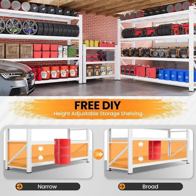 Alt view image 4 of 7 - 79W Garage Shelving Heavy Duty, 24 Deep Metal Storage Shelves, 6000LBS Storage rack shelf, Steel Tall Industrial Shelving , 4 Tier Adjustable Standing Shelf for Warehouse / Shop 79"W x 24"D x 79"H