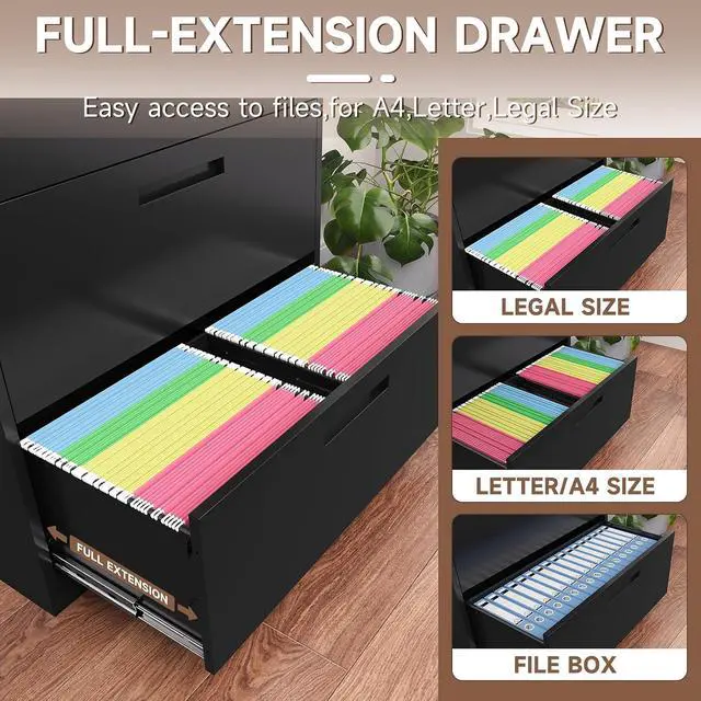 Alt view image 3 of 7 - Metal File Cabinets, Lateral Filing Cabinet with 3 Drawers, 65" H File Caninet for Home Office, Office Storage Caninets with Adjustable Shelves for Letter/Legal / A4 - Assembly Required