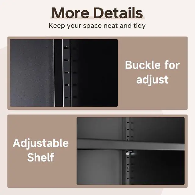 Alt view image 7 of 7 - Metal File Cabinets, Lateral Filing Cabinet with 3 Drawers, 65" H File Caninet for Home Office, Office Storage Caninets with Adjustable Shelves for Letter/Legal / A4 - Assembly Required