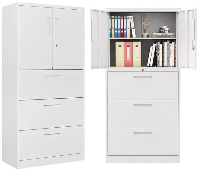 Main image of Metal File Cabinets, Lateral Filing Cabinet with 3 Drawers, 65" H File Caninet for Home Office, Office Storage Caninets with Adjustable Shelves for Letter/Legal / A4 - Assembly Required