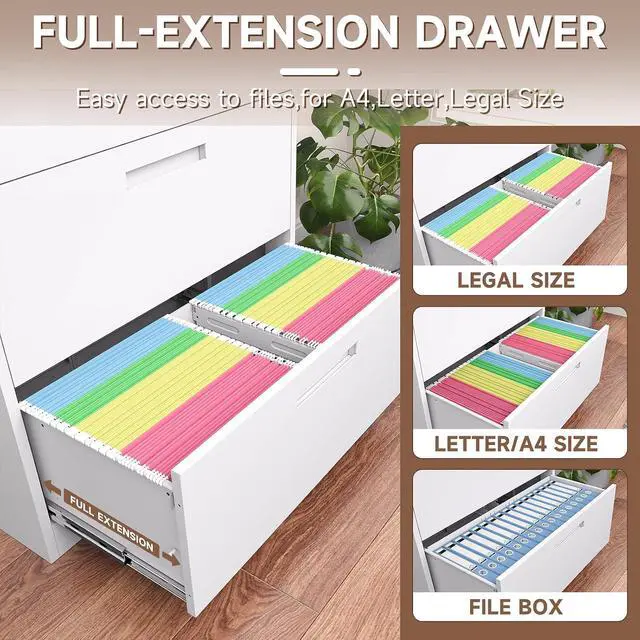Alt view image 3 of 7 - Metal File Cabinets, Lateral Filing Cabinet with 3 Drawers, 65" H File Caninet for Home Office, Office Storage Caninets with Adjustable Shelves for Letter/Legal / A4 - Assembly Required