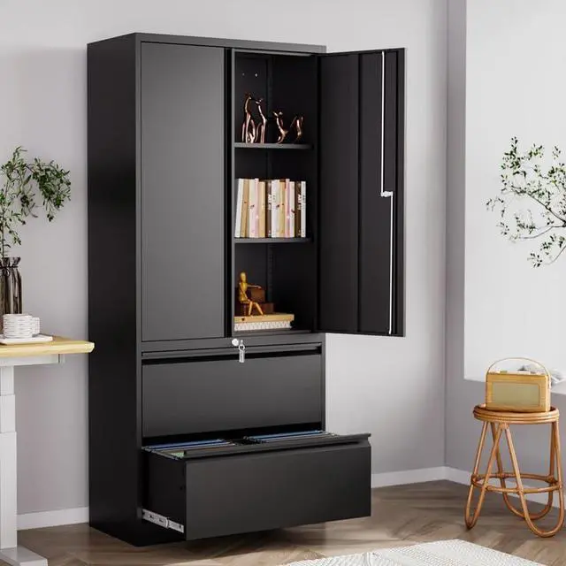 Alt view image 2 of 6 - Metal File Cabinets, Lateral Filing Cabinet with 2 Drawers, 71" H File Caninet for Home Office, Office Storage Caninets with Adjustable Shelves for Letter/Legal / A4 - Assembly Required