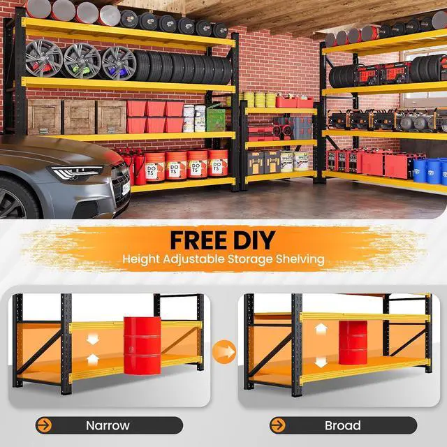 Alt view image 4 of 7 - 79W Metal Shelving Heavy Duty, 6000LBS Garage Storage Shelves, 24 Deep Storage rack shelf, Steel Tall Industrial Shelving , 4 Tier Adjustable Standing Shelf for Warehouse / Shop 79"W x 24"D x 79"H