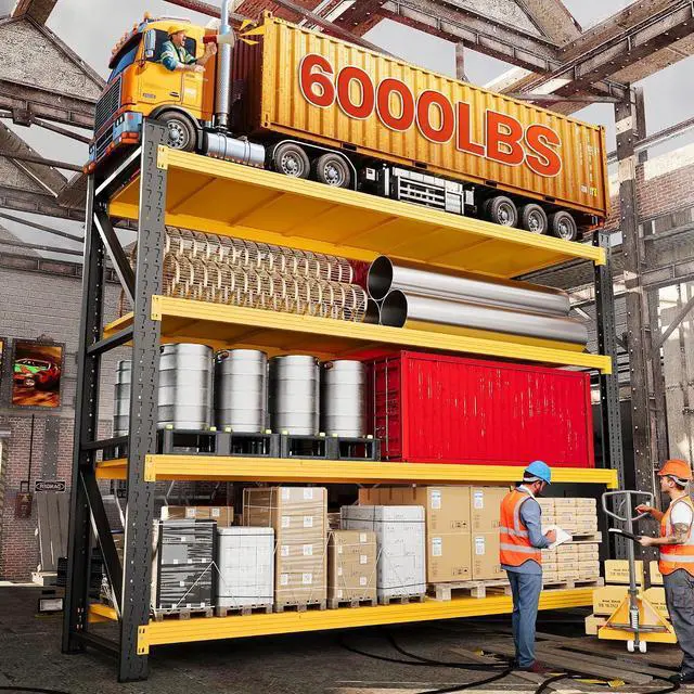 Alt view image 7 of 7 - 79W Metal Shelving Heavy Duty, 6000LBS Garage Storage Shelves, 24 Deep Storage rack shelf, Steel Tall Industrial Shelving , 4 Tier Adjustable Standing Shelf for Warehouse / Shop 79"W x 24"D x 79"H