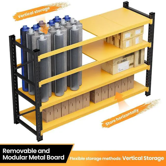 Alt view image 6 of 7 - 79W Metal Shelving Heavy Duty, 6000LBS Garage Storage Shelves, 24 Deep Storage rack shelf, Steel Tall Industrial Shelving , 4 Tier Adjustable Standing Shelf for Warehouse / Shop 79"W x 24"D x 79"H