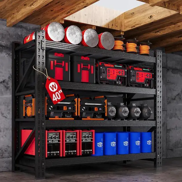 Main image of 40W Metal Storage Shelves, 20 Deep Heavy Duty Garage Shelving Units, 4 Tier Storage rack shelf, Steel Tall Industrial Shelving , Adjustable Standing Shelf for Warehouse / Shop 40"W x 20"D x 60"H