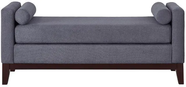 Alt view image 7 of 7 - 51" Bedroom Ottoman Bench with Rolled Pillows, Boucle Upholstered End of Bed Bench with Arms and Solid Wooden Foot, Comfort Padded Window Stool Entryway Footrest for Living Room, Apartment, Dark Gray