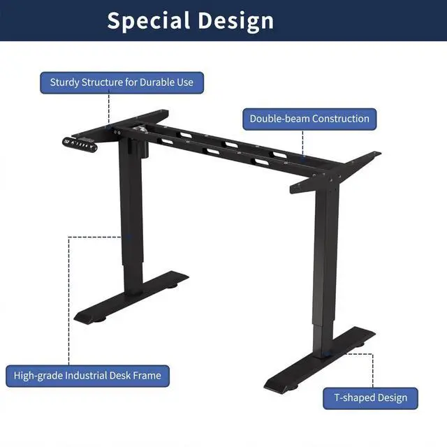 Alt view image 7 of 7 - 55 Inch Electric Standing Computer Desk, Height Adjustable Gaming Desk for Home and Office Study, Walking Pad, Writing, Modern Wooden Desktop Uplift Table, Memory Height, Holds 176 lbsBlack+Brown