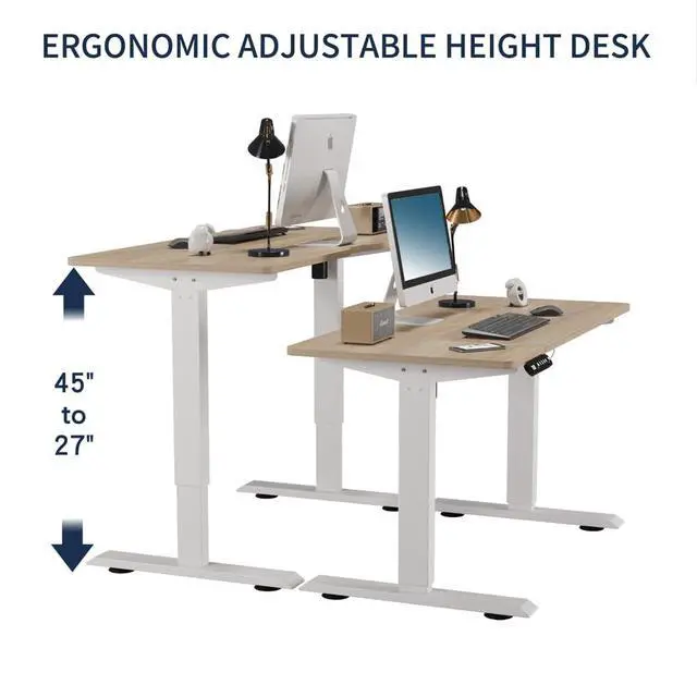 Alt view image 4 of 7 - 55 Inch Electric Standing Computer Desk, Height Adjustable Gaming Desk for Home and Office Study, Walking Pad, Writing, Modern Wooden Desktop Uplift Table, Memory Height, Holds 176 lbsOak