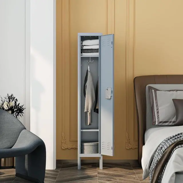 Alt view image 2 of 7 - Metal Storage Locker, Metal Locker with 1 Doors, 66" Tall Steel Storage Lockers for Employees, Locker Storage Cabinets Organizer for School, Gym, Home Office, Staff