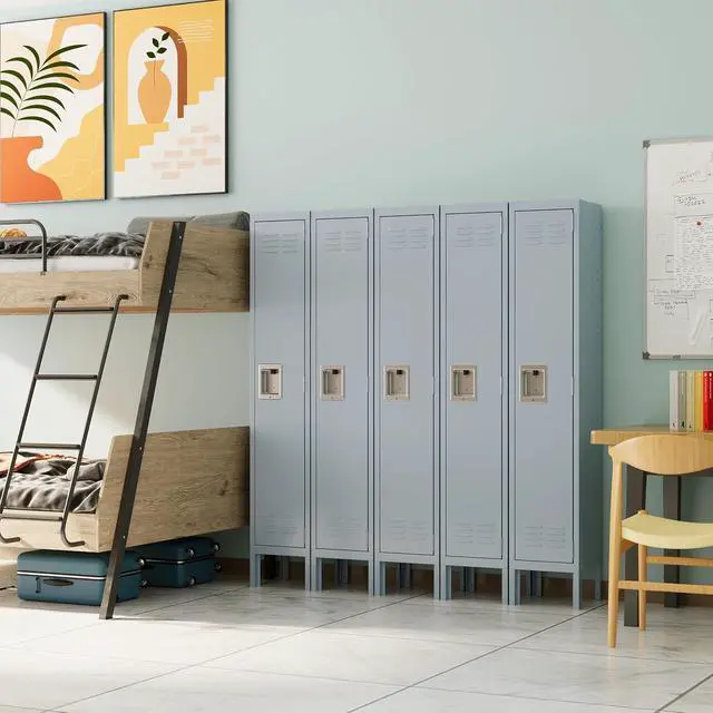 Alt view image 6 of 7 - Metal Storage Locker, Metal Locker with 1 Doors, 66" Tall Steel Storage Lockers for Employees, Locker Storage Cabinets Organizer for School, Gym, Home Office, Staff